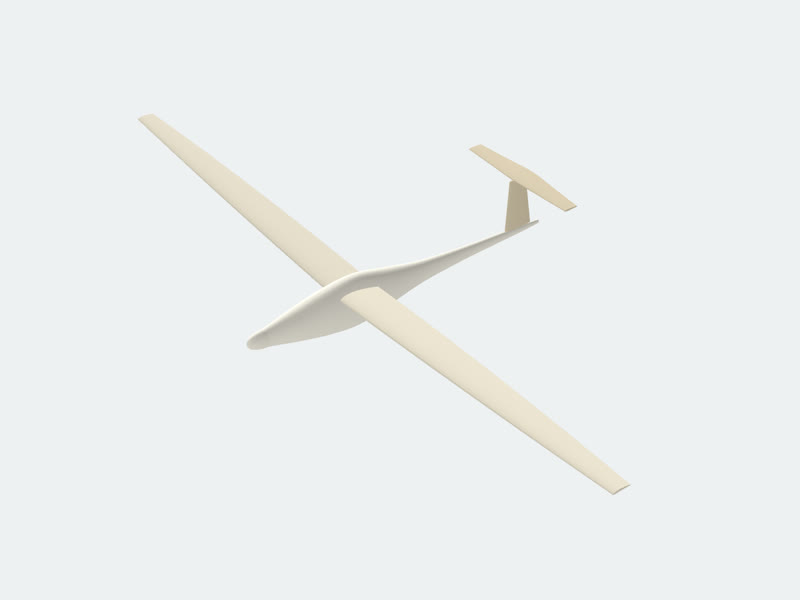 Glider with long tapered wings and a T-tail.