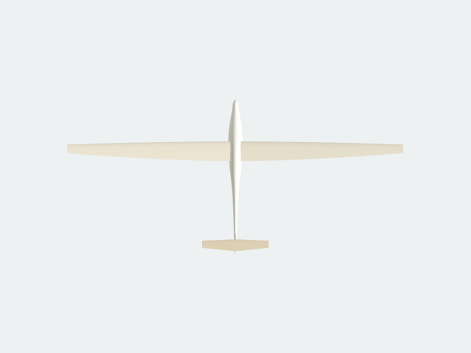 Top view of the glider showing the wing planform tapering toward both tips.